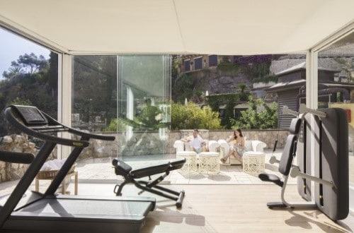 Gym area at Grand Hotel Atlantis Bay in Taormina, Sicily. Travel with World Lifetime Journeys