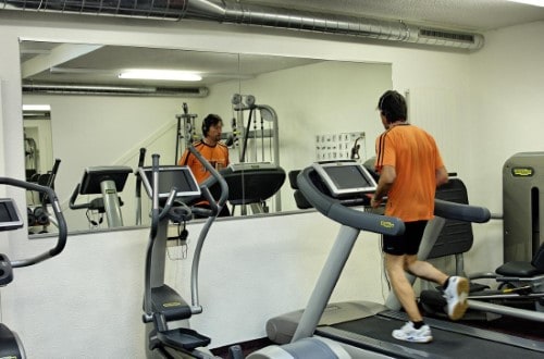 Gym room at Saaserhof Hotel in Saas Fee, Switzerland. Travel with World Lifetime Journeys