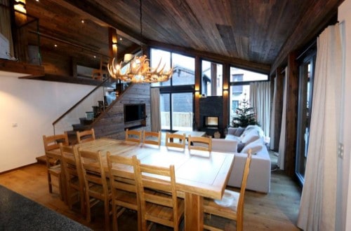 Heinrida living room at Allalin Apartments in Saas Fee, Switzerland. Travel with World Lifetime Journeys