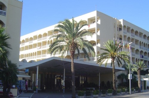 Hotel entrance at Evenia Olympic Garden in Lloret de Mar, Spain. Travel with World Lifetime Journeys