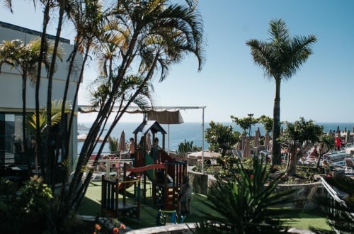 Hotel garden at Servatur Puerto Azul Hotel in Puerto Rico, Gran Canaria. Travel with World Lifetime Journeys