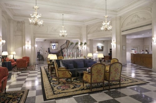 Hotel hall at Hotel Le Plaza Brussels, Belgium. Travel with World Lifetime Journeys