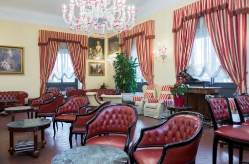 Hotel lounge at Hotel President Viareggio in Italy. Travel with World Lifetime Journeys