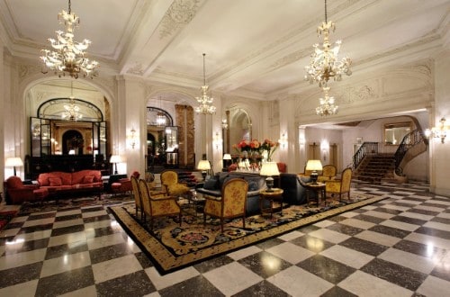 Hotel lounge at Hotel Le Plaza Brussels, Belgium. Travel with World Lifetime Journeys