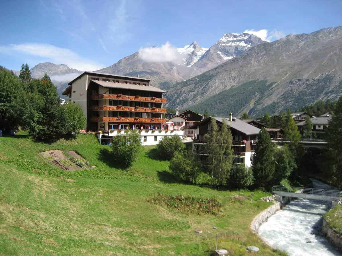 Hotel panorama at Bristol Hotel in Saas Fee, Switzerland. Travel with World Lifetime Journeys