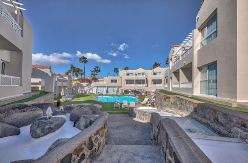 Hotel panorama at The Koala Garden Suites in Maspalomas, Gran Canaria. Travel with World Lifetime Journeys