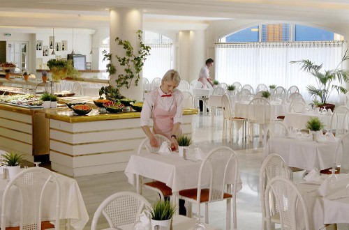 Hotel restaurant at Augusta Club Hotel and Spa in Lloret de Mar, Spain. Travel with World Lifetime Journeys