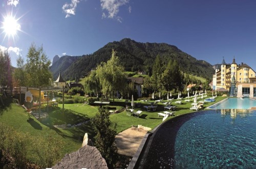 Hotel surroundings at Hotel Adler Dolomiti in Ortisei, Italy. Travel with World Lifetime Journeys