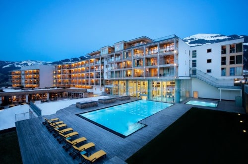 Hotel view at Kempinski Hotel Das Tirol in Kitzbühel, Austria. Travel with World Lifetime Journeys