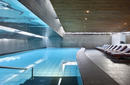 Indoor pool at Hotel Schwarzer Adler in Kitzbühel, Austria. Travel with World Lifetime Journeys