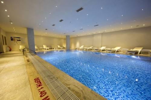 Indoor pool at Jasmin Beach Hotel in Bodrum, Turkey. Travel with World Lifetime Journeys