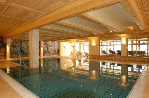 Indoor pool at Sporthotel Panorama in Corvara, Italy. Travel with World Lifetime Journeys