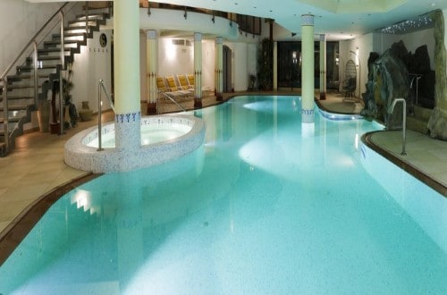 Interior pool at Hotel Col Alto in Corvara, Italy. Travel with World Lifetime Journeys