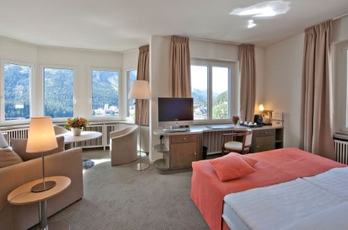 Junior suite at Hotel Schweizerhof in St. Moritz, Switzerland. Travel with World Lifetime Journeys