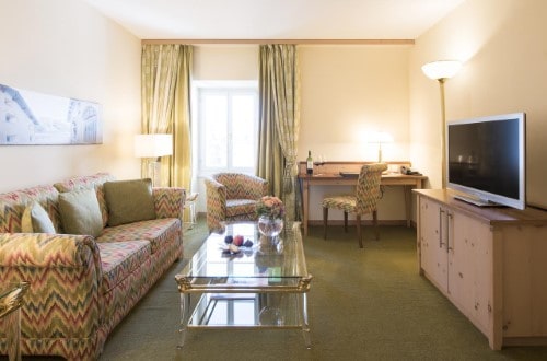 Junior suite at Hotel Seehof in Davos, Switzerland. Travel with World Lifetime Journeys