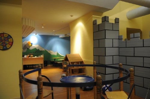 Kids indoor play area at Hotel Schweizerhof in St. Moritz, Switzerland. Travel with World Lifetime Journeys