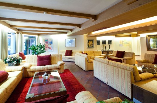 Lounge area at Hotel Portavescovo in Arabba, Italy. Travel with World Lifetime Journeys