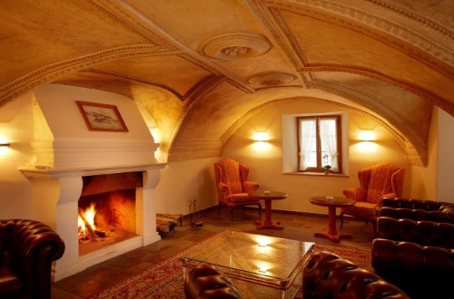 Lounge area at Hotel Seehof in Davos, Switzerland. Travel with World Lifetime Journeys