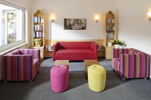 Lounge area at Park Hotel in Saas Fee, Switzerland. Travel with World Lifetime Journeys