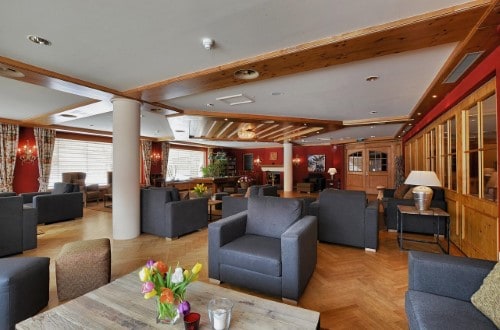 Lounge area at Silvretta Parkhotel in Klosters, Switzerland. Travel with World Lifetime Journeys