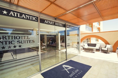 Main entrance at Azuline Hotel Atlantic in Es Canar, Ibiza. Travel with World Lifetime Journeys