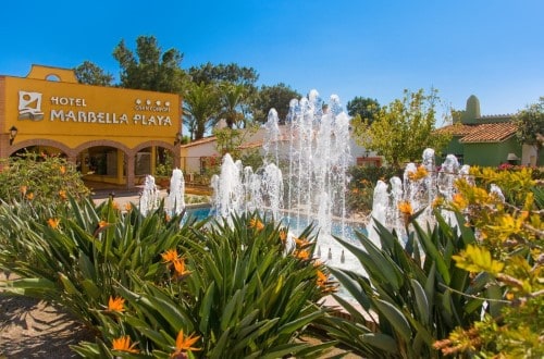 Main entrance at Marbella Playa Hotel in Marbella, Spain. Travel with World Lifetime Journeys