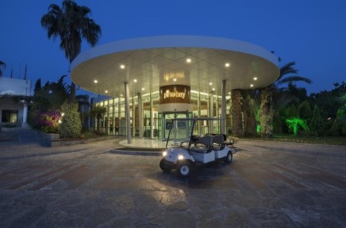 Main entrance at Pine Bay Holiday Resort in Kusadasi, Turkey. Travel with World Lifetime Journeys