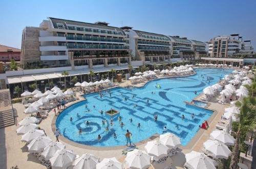 Main pool at Crystal Waterworld Resort in Belek, Turkey. Travel with World Lifetime Journeys