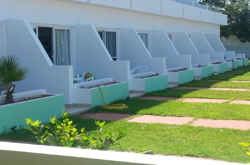 Outdoor hotel view at Adelais Bay Hotel in Protaras, Cyprus. Travel with World Lifetime Journeys