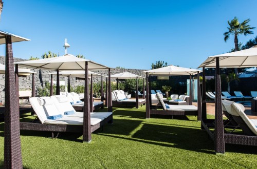 Outside leisure area at THB Tropical Island in Playa Blanca, Lanzarote. Travel with World Lifetime Journeys