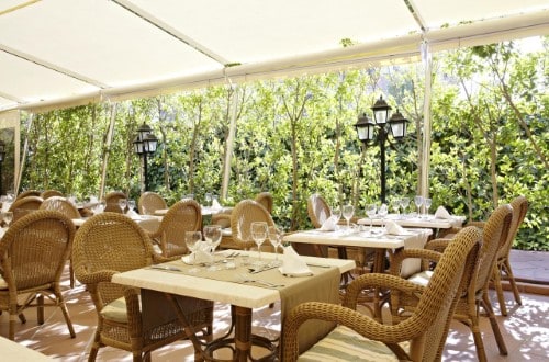 Outside terrace at Grupotel Maritimo in Alcudia, Mallorca. Travel with World Lifetime Journeys