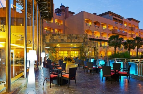 Outside terrace at Elba Sara Beach in Caleta de Fuste, Fuerteventura. Travel with World Lifetime Journeys