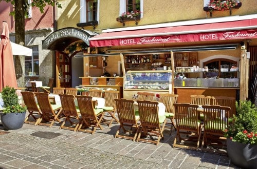 Outside terrace at Hotel Fischerwirt in Zell am See, Austria. Travel with World Lifetime Journeys