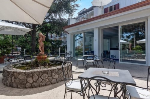 Outside terrace at Hotel Metropole in Sorrento, Italy. Travel with World Lifetime Journeys