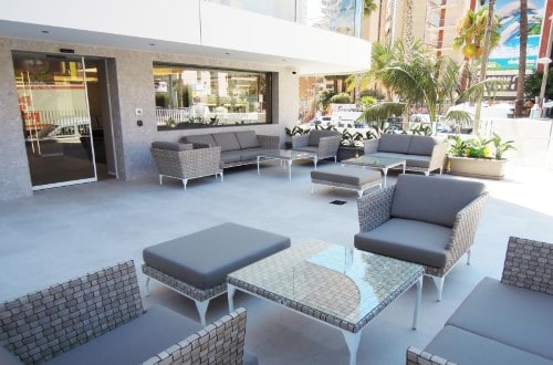 Outside terrace at Hotel Presidente in Benidorm, Spain. Travel with World Lifetime Journeys