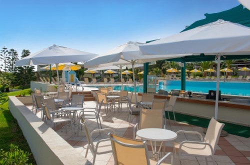 Outside terrace at Iberostar Creta Marine in Crete, Greece. Travel with World Lifetime Journeys