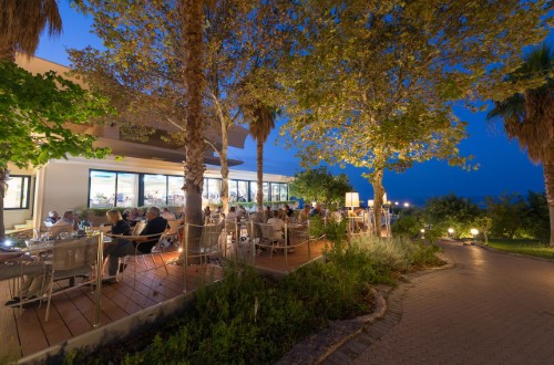 Outside terrace at Royal Belvedere Hotel in Crete, Greece. Travel with World Lifetime Journeys