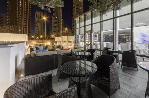 Outside terrace at Sandos Benidorm Suites in Benidorm, Spain. Travel with World Lifetime Journeys