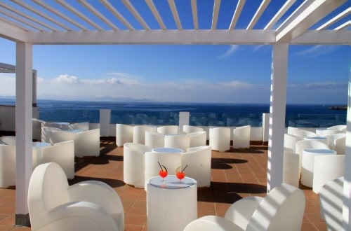 Outside terrace at Sandos Papagayo Beach Resort in Playa Blanca, Lanzarote. Travel with World Lifetime Journeys