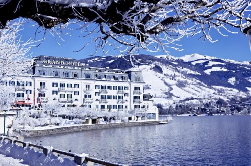 Outside view at Grand Hotel in Zell am See, Austria. Travel with World Lifetime Journeys