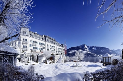 Outside view at Grand Hotel in Zell am See, Austria. Travel with World Lifetime Journeys