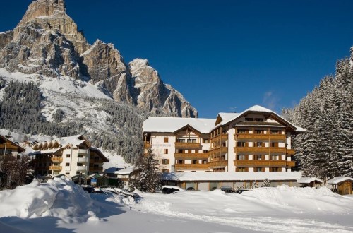 Outside view at Hotel Col Alto in Corvara, Italy. Travel with World Lifetime Journeys