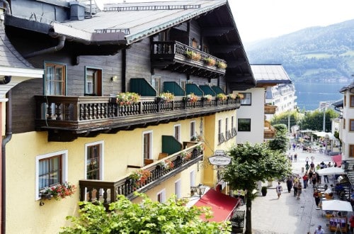 Outside view at Hotel Fischerwirt in Zell am See, Austria. Travel with World Lifetime Journeys