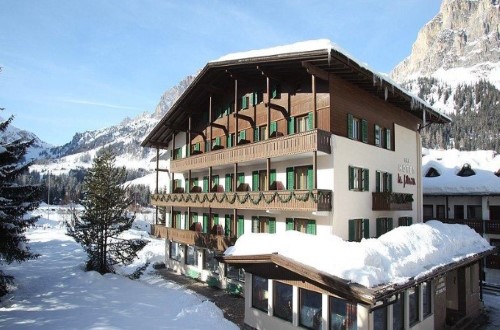 Outside view at Hotel La Plaza in Corvara, Italy. Travel with World Lifetime Journeys