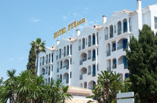 Outside view at Hotel PYR Marbella in Spain. Travel with World Lifetime Journeys