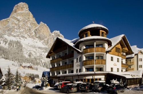 Outside view at Hotel Tablé in Corvara, Italy. Travel with World Lifetime Journeys