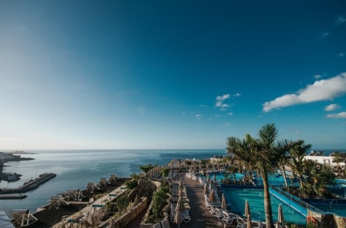 Hotel panorama at Servatur Puerto Azul Hotel in Puerto Rico, Gran Canaria. Travel with World Lifetime Journeys