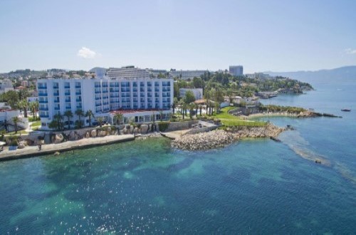 Panorama view at Le Bleu Hotel in Kusadasi, Turkey. Travel with World Lifetime Journeys