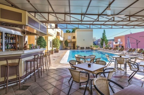 Pool bar at Veronica Hotel Apartments in Chania area, Crete, Travel with World Lifetime Journeys