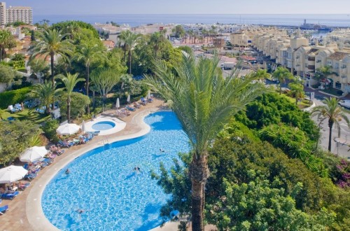 Pool panorama at Hotel Palmasol Benalmadena in Spain. Travel with World Lifetime Journeys